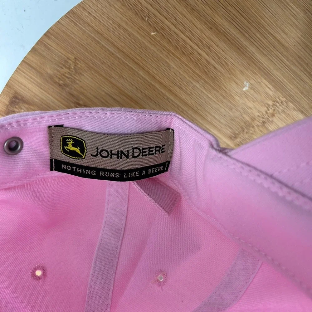 John Deere Baseball Cap Hat Womens Pink One Size Adjustable Embroidered Logo NWT
